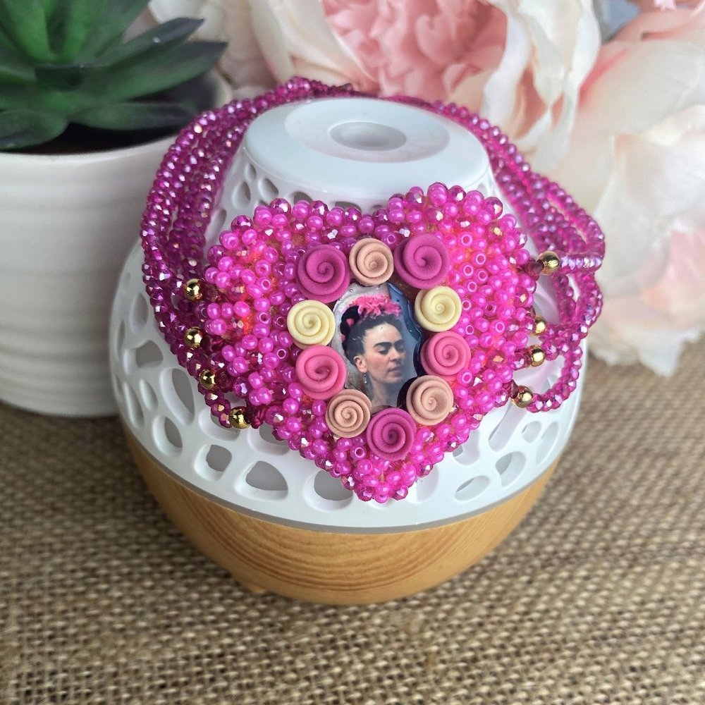 Famous Mexican Painter/Beautiful Frida Kahlo Beaded Bracelet